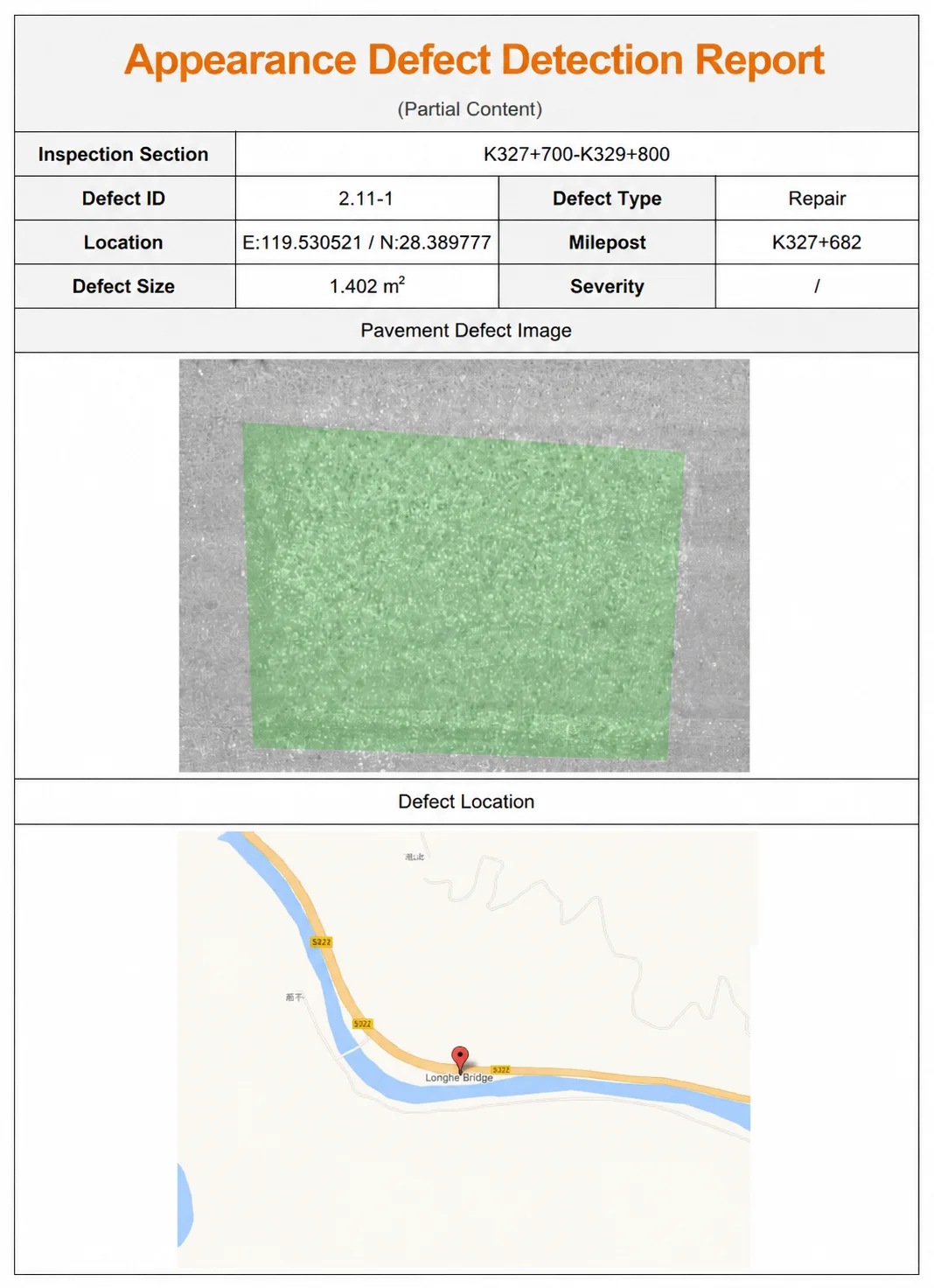 Surface distress report placeholder